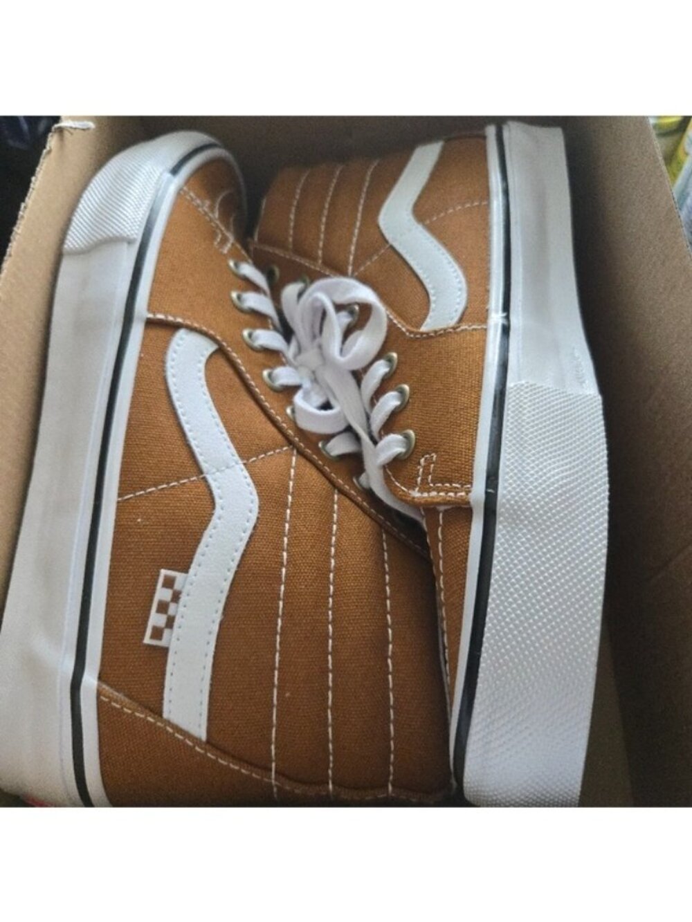 Vans Skate Sk8 Hi Women Size 8 Canvas Golden Brown Popcush 062026 - Picture 7 of 9